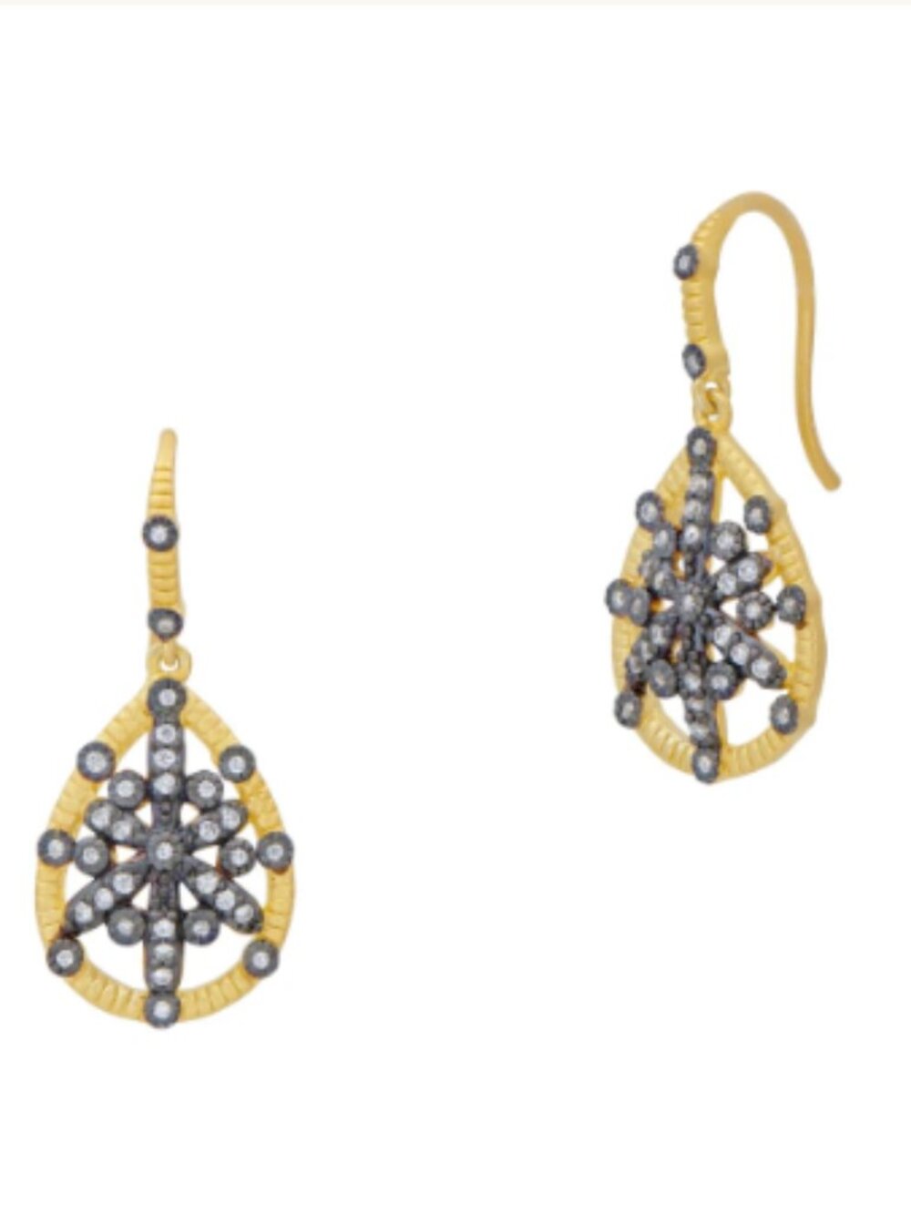 Freida Rothman Brooklyn Grit Starburst Teardrop Earrings NWT $225 MSRP